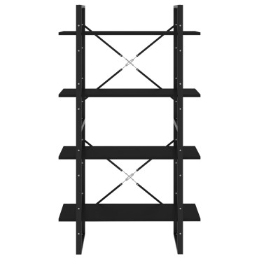 vidaXL Βιβλιοθήκη με 4 Ράφια Μαύρη 80x30x140cm από Επεξ. Ξύλο 1 τεμ.