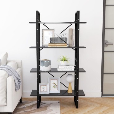 vidaXL Βιβλιοθήκη με 4 Ράφια Γκρι 80x30x140cm από Επεξ. Ξύλο 1 τεμ.