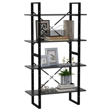 vidaXL Βιβλιοθήκη με 4 Ράφια Γκρι 80x30x140cm από Επεξ. Ξύλο 1 τεμ.