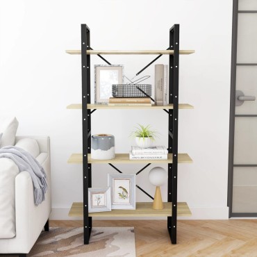 vidaXL Βιβλιοθήκη με 4 Ράφια Sonoma Δρυς 80x30x140cm από Επεξ. Ξύλο 1 τεμ.