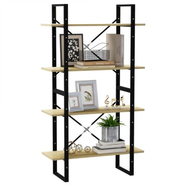 vidaXL Βιβλιοθήκη με 4 Ράφια Sonoma Δρυς 80x30x140cm από Επεξ. Ξύλο 1 τεμ.