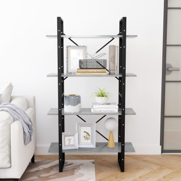 vidaXL Βιβλιοθήκη με 4 Ράφια Γκρι Σκυρ. 80x30x140cm από Επεξ. Ξύλο 1 τεμ.