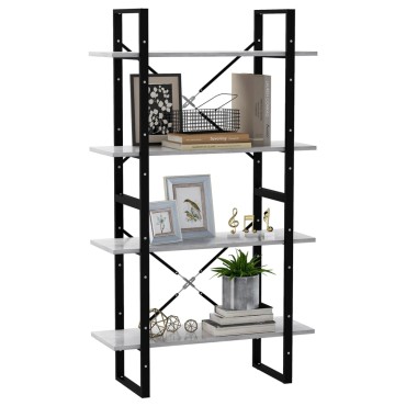 vidaXL Βιβλιοθήκη με 4 Ράφια Γκρι Σκυρ. 80x30x140cm από Επεξ. Ξύλο 1 τεμ.