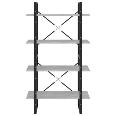vidaXL Βιβλιοθήκη με 4 Ράφια Γκρι Σκυρ. 80x30x140cm από Επεξ. Ξύλο 1 τεμ.