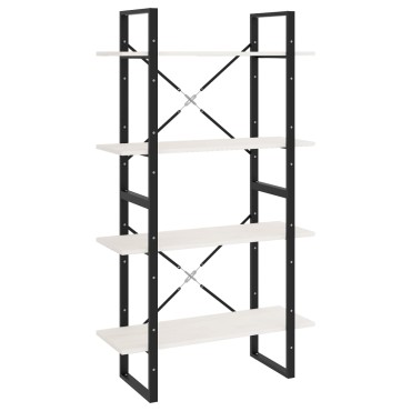 vidaXL Βιβλιοθήκη με 4 Ράφια Λευκή 80x30x140cm Μασίφ Ξύλο Πεύκου 1 τεμ.
