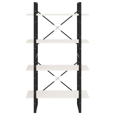 vidaXL Βιβλιοθήκη με 4 Ράφια Λευκή 80x30x140cm Μασίφ Ξύλο Πεύκου 1 τεμ.