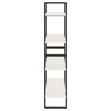 vidaXL Βιβλιοθήκη με 4 Ράφια Λευκή 80x30x140cm Μασίφ Ξύλο Πεύκου 1 τεμ.