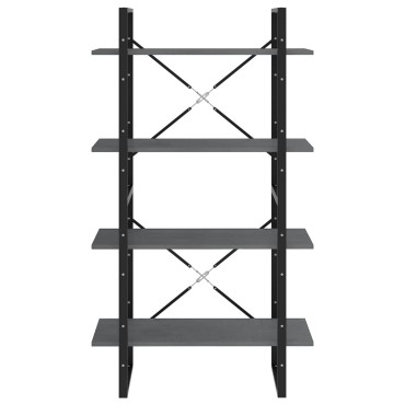 vidaXL Βιβλιοθήκη με 4 Ράφια Γκρι 80x30x140cm Μασίφ Ξύλο Πεύκου 1 τεμ.