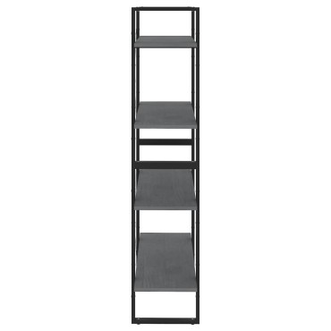 vidaXL Βιβλιοθήκη με 4 Ράφια Γκρι 80x30x140cm Μασίφ Ξύλο Πεύκου 1 τεμ.
