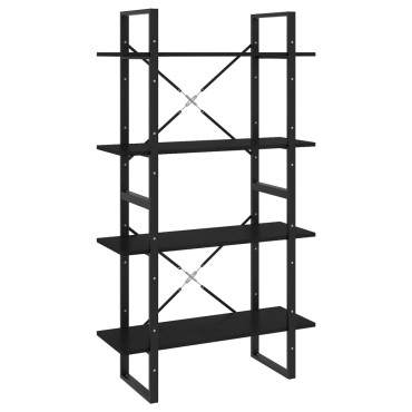 vidaXL Βιβλιοθήκη με 4 Ράφια Μαύρη 80x30x140cm Μασίφ Ξύλο Πεύκου 1 τεμ.