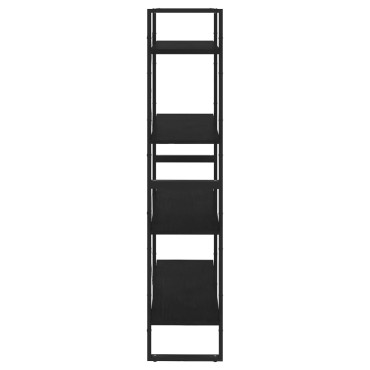 vidaXL Βιβλιοθήκη με 4 Ράφια Μαύρη 80x30x140cm Μασίφ Ξύλο Πεύκου 1 τεμ.