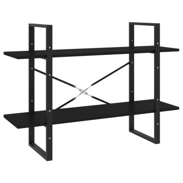 vidaXL Βιβλιοθήκη με 2 Ράφια Μαύρη 100x30x70cm από Επεξ. Ξύλο 1 τεμ.