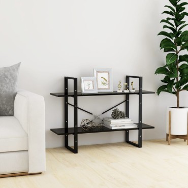 vidaXL Βιβλιοθήκη με 2 Ράφια Μαύρη 100x30x70cm από Επεξ. Ξύλο 1 τεμ.