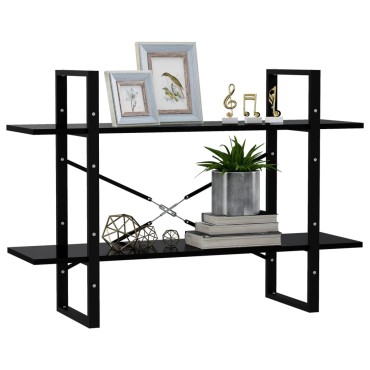 vidaXL Βιβλιοθήκη με 2 Ράφια Μαύρη 100x30x70cm από Επεξ. Ξύλο 1 τεμ.