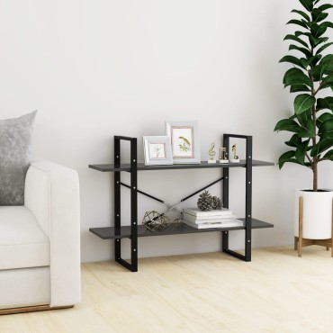 vidaXL Βιβλιοθήκη με 2 Ράφια Γκρι 100x30x70cm από Επεξ. Ξύλο 1 τεμ.