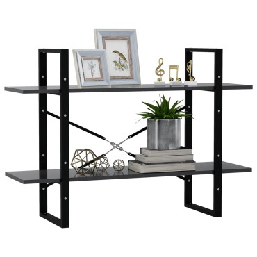 vidaXL Βιβλιοθήκη με 2 Ράφια Γκρι 100x30x70cm από Επεξ. Ξύλο 1 τεμ.