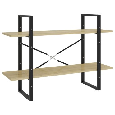 vidaXL Βιβλιοθήκη με 2 Ράφια Sonoma Δρυς 100x30x70cm Επεξ. Ξύλο 1 τεμ.