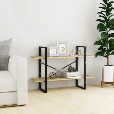 vidaXL Βιβλιοθήκη με 2 Ράφια Sonoma Δρυς 100x30x70cm Επεξ. Ξύλο 1 τεμ.