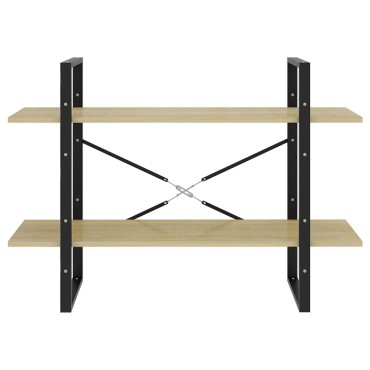 vidaXL Βιβλιοθήκη με 2 Ράφια Sonoma Δρυς 100x30x70cm Επεξ. Ξύλο 1 τεμ.