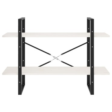 vidaXL Βιβλιοθήκη με 2 Ράφια Λευκή 100x30x70cm από Μασίφ Ξύλο Πεύκου 1 τεμ.