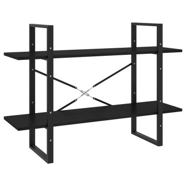 vidaXL Βιβλιοθήκη με 2 Ράφια Μαύρη 100x30x70cm από Μασίφ Ξύλο Πεύκου 1 τεμ.
