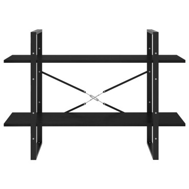 vidaXL Βιβλιοθήκη με 2 Ράφια Μαύρη 100x30x70cm από Μασίφ Ξύλο Πεύκου 1 τεμ.
