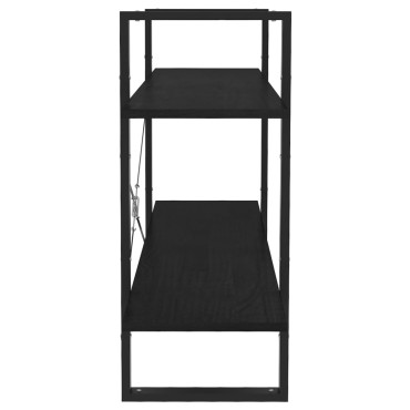 vidaXL Βιβλιοθήκη με 2 Ράφια Μαύρη 100x30x70cm από Μασίφ Ξύλο Πεύκου 1 τεμ.