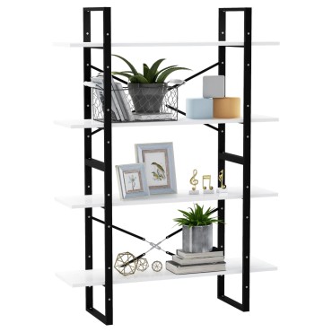 vidaXL Βιβλιοθήκη με 4 Ράφια Λευκή 100x30x140cm από Επεξ. Ξύλο 1 τεμ.
