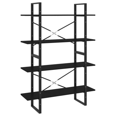 vidaXL Βιβλιοθήκη με 4 Ράφια Μαύρη 100x30x140cm από Επεξ. Ξύλο 1 τεμ.