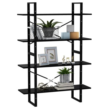 vidaXL Βιβλιοθήκη με 4 Ράφια Μαύρη 100x30x140cm από Επεξ. Ξύλο 1 τεμ.