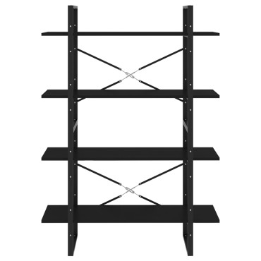 vidaXL Βιβλιοθήκη με 4 Ράφια Μαύρη 100x30x140cm από Επεξ. Ξύλο 1 τεμ.