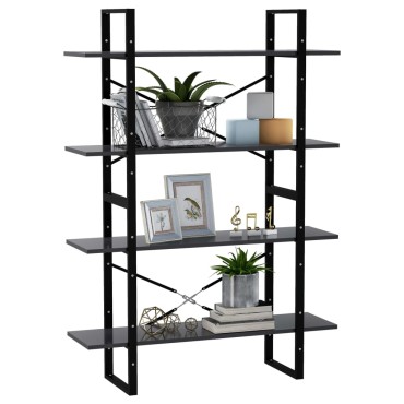 vidaXL Βιβλιοθήκη με 4 Ράφια Γκρι 100x30x140cm από Επεξ. Ξύλο 1 τεμ.