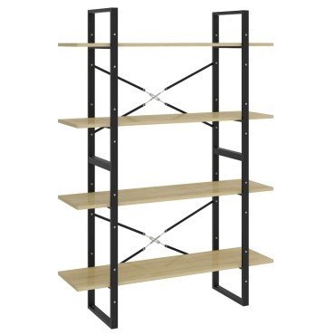 vidaXL Βιβλιοθήκη με 4 Ράφια Sonoma Δρυς 100x30x140cm από Επεξ. Ξύλο 1 τεμ.