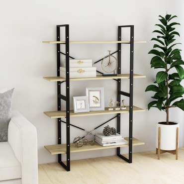 vidaXL Βιβλιοθήκη με 4 Ράφια Sonoma Δρυς 100x30x140cm από Επεξ. Ξύλο 1 τεμ.
