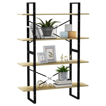 vidaXL Βιβλιοθήκη με 4 Ράφια Sonoma Δρυς 100x30x140cm από Επεξ. Ξύλο 1 τεμ.