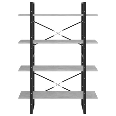 vidaXL Βιβλιοθήκη με 4 Ράφια Γκρι Σκυροδέμ. 100x30x140cm Επεξ. Ξύλο 1 τεμ.