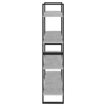 vidaXL Βιβλιοθήκη με 4 Ράφια Γκρι Σκυροδέμ. 100x30x140cm Επεξ. Ξύλο 1 τεμ.