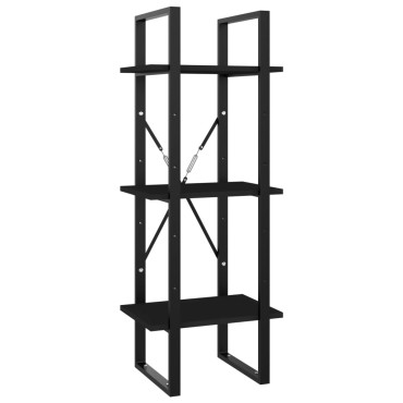 vidaXL Βιβλιοθήκη με 3 Ράφια Μαύρη 40x30x105cm από Επεξ. Ξύλο 1 τεμ.