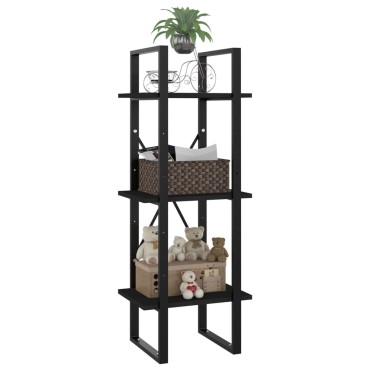 vidaXL Βιβλιοθήκη με 3 Ράφια Μαύρη 40x30x105cm από Επεξ. Ξύλο 1 τεμ.