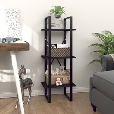 vidaXL Βιβλιοθήκη με 3 Ράφια Μαύρη 40x30x105cm από Επεξ. Ξύλο 1 τεμ.