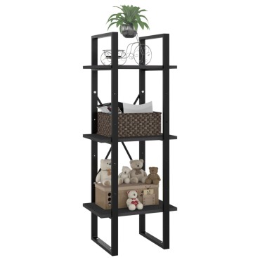 vidaXL Βιβλιοθήκη με 3 Ράφια Γκρι 40x30x105cm από Επεξ. Ξύλο 1 τεμ.