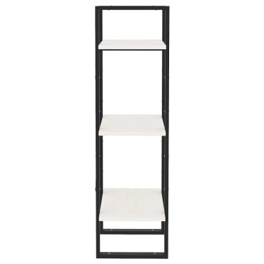 vidaXL Βιβλιοθήκη με 3 Ράφια Λευκή 40x30x105cm από Μασίφ Ξύλο Πεύκου 1 τεμ.