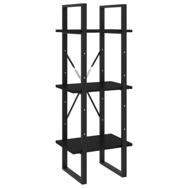 vidaXL Βιβλιοθήκη με 3 Ράφια Μαύρη 40x30x105cm από Μασίφ Ξύλο Πεύκου 1 τεμ.