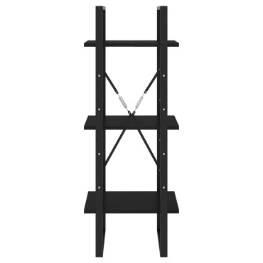 vidaXL Βιβλιοθήκη με 3 Ράφια Μαύρη 40x30x105cm από Μασίφ Ξύλο Πεύκου 1 τεμ.