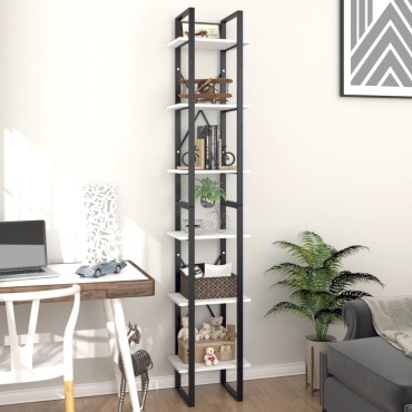 vidaXL Βιβλιοθήκη με 6 Ράφια Λευκή 40x30x210cm από Επεξ. Ξύλο 1 τεμ.