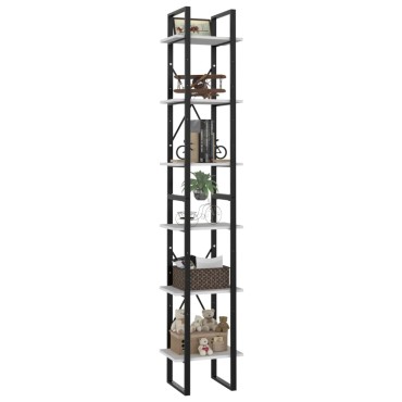 vidaXL Βιβλιοθήκη με 6 Ράφια Λευκή 40x30x210cm από Επεξ. Ξύλο 1 τεμ.