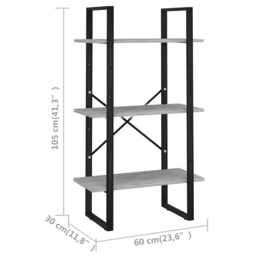 vidaXL Ράφι Αποθήκευσης Γκρι Σκυροδέματος 60x30x105cm από Επεξ. Ξύλο 1 τεμ.