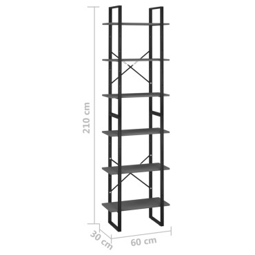 vidaXL Ράφι Αποθήκευσης Γκρι 60x30x210cm από Επεξεργασμένο Ξύλο 1 τεμ.