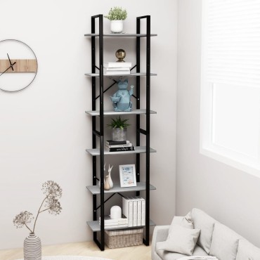 vidaXL Ράφι Αποθήκευσης Γκρι Σκυρ. 60x30x210cm Επεξεργ. Ξύλο 1 τεμ.