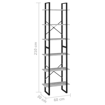 vidaXL Ράφι Αποθήκευσης Γκρι Σκυρ. 60x30x210cm Επεξεργ. Ξύλο 1 τεμ.